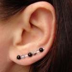 Ear Pins - Black Onyx, Face..