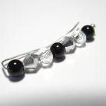 Ear Pins - Black Onyx, Face..