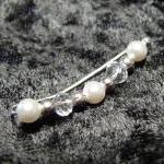 Ear Pins - White Swarovski Pearls, Sparkly Clear Faceted Crystals