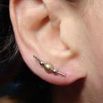 Ear Pins - Green Freshwater Pearl - Earrings - Pair