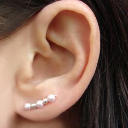 Ear Pins - Sterling Silver Filled Earpins and Pink Swarovski Pearl Earrings - Pair