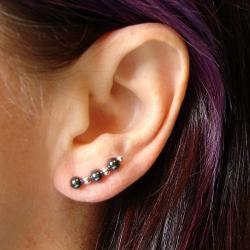 Ear Pins - Sterling Silver Filled and Hematite - Pair - Earrings