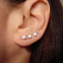 Earpins - Faceted Pale Pink Sparkly Crystals with Stardust Beads - Pair Earrings