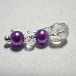 Ear Pins - Purple - Lavender - Orchid Glass Pearls and Silver - Pair Earrings - Earring Pins