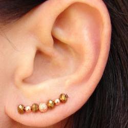Ear Pins - Copper Tones Sparkly Crystals and Stardust Copper Beads -  Pair Earrings